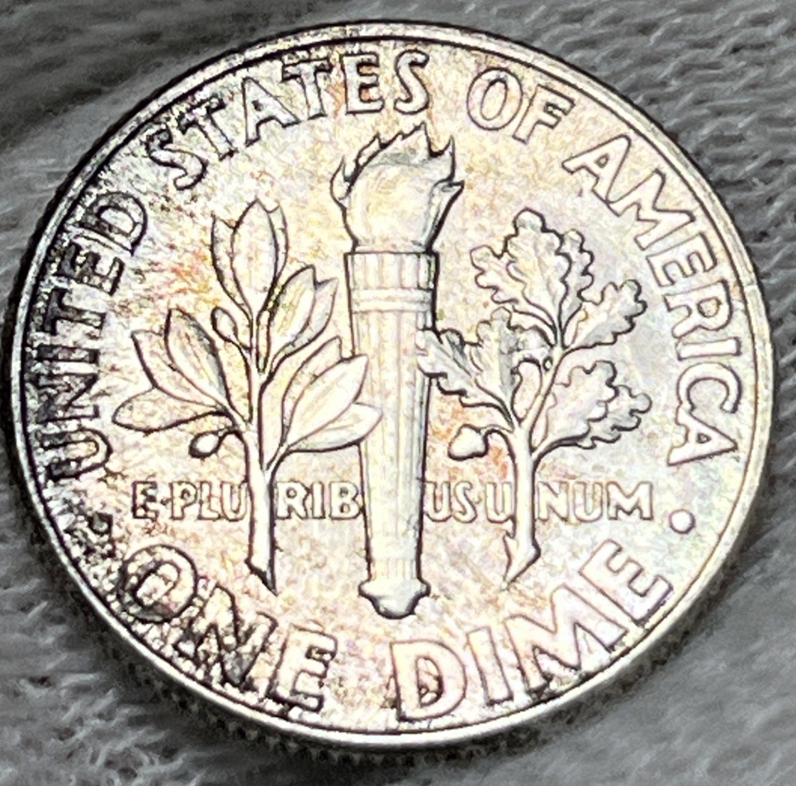 1946 Roosevelt Silver Dime Rainbow Toning Uncirculated #3