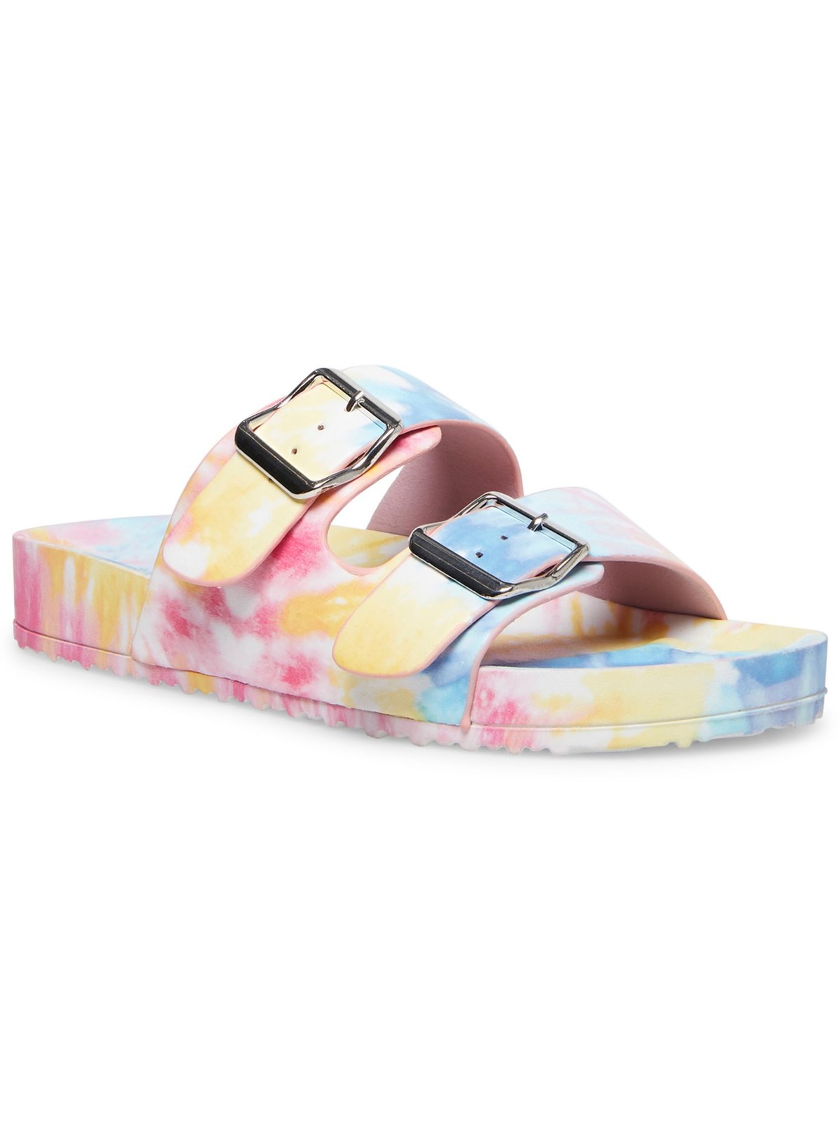 MADDEN GIRL Womens Pink Comfort Teddy Round Toe Platform Buckle Slide Sandals 7