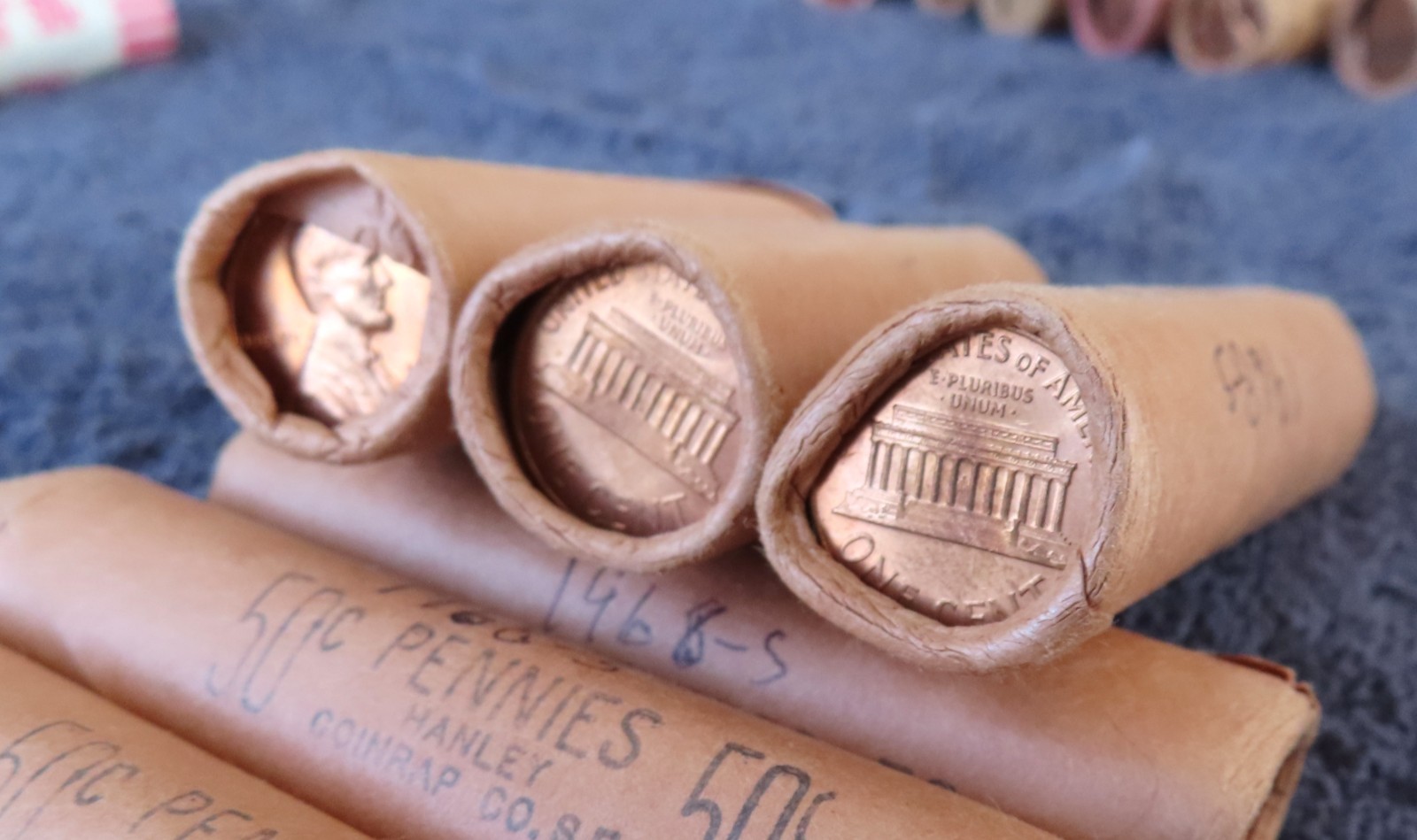 1968-S **Original Bank Wrapped** Uncirculated Lincoln Cent Roll - OBW Pennies