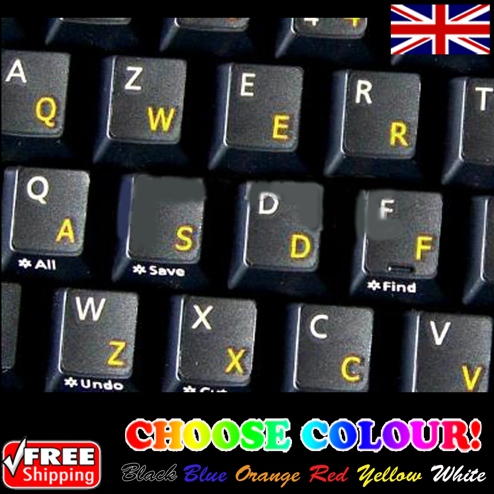 English UK Transparent Keyboard Stickers for Laptop Notebook Computer - 6 Colour