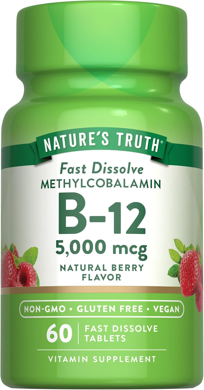 Vitamin B12 5000mcg | 60 Tablets | Vegan, Non-GMO | Nature's Truth