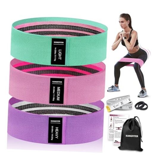Non-Slip Fabric Resistance Bands for Working Out, 1.Green, Pink, Purple 3 PCS