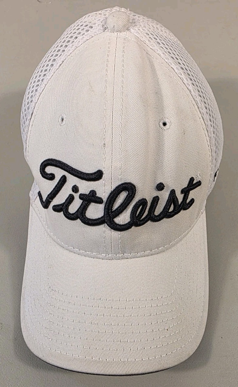 Titleist Pro V1 FJ Mesh Hat Fitted Small/Medium White Golf Big Logo