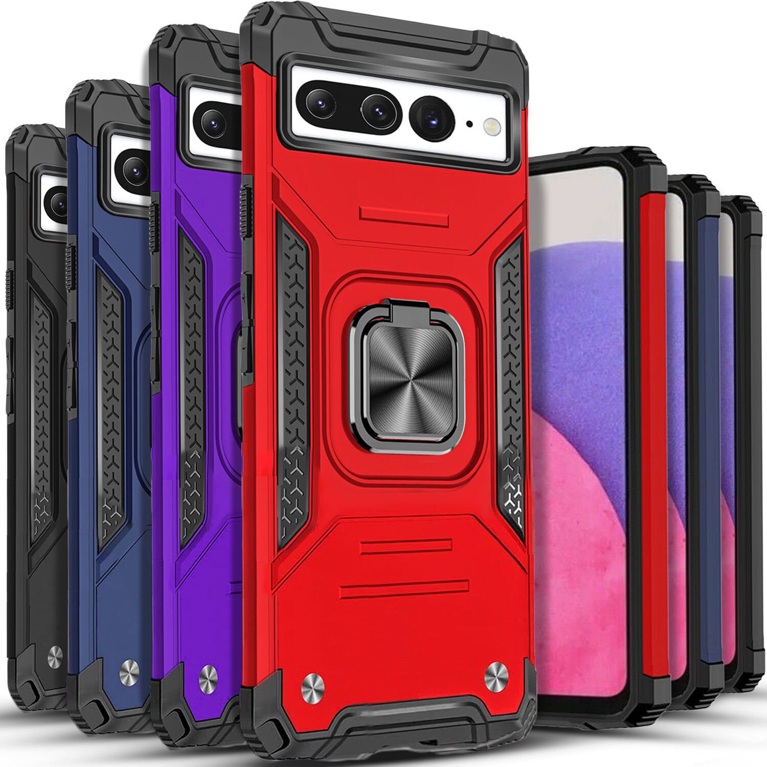 For Google Pixel 7/7 Pro/7A/6A Case Phone Cover Shockproof Stand+ Tempered Glass