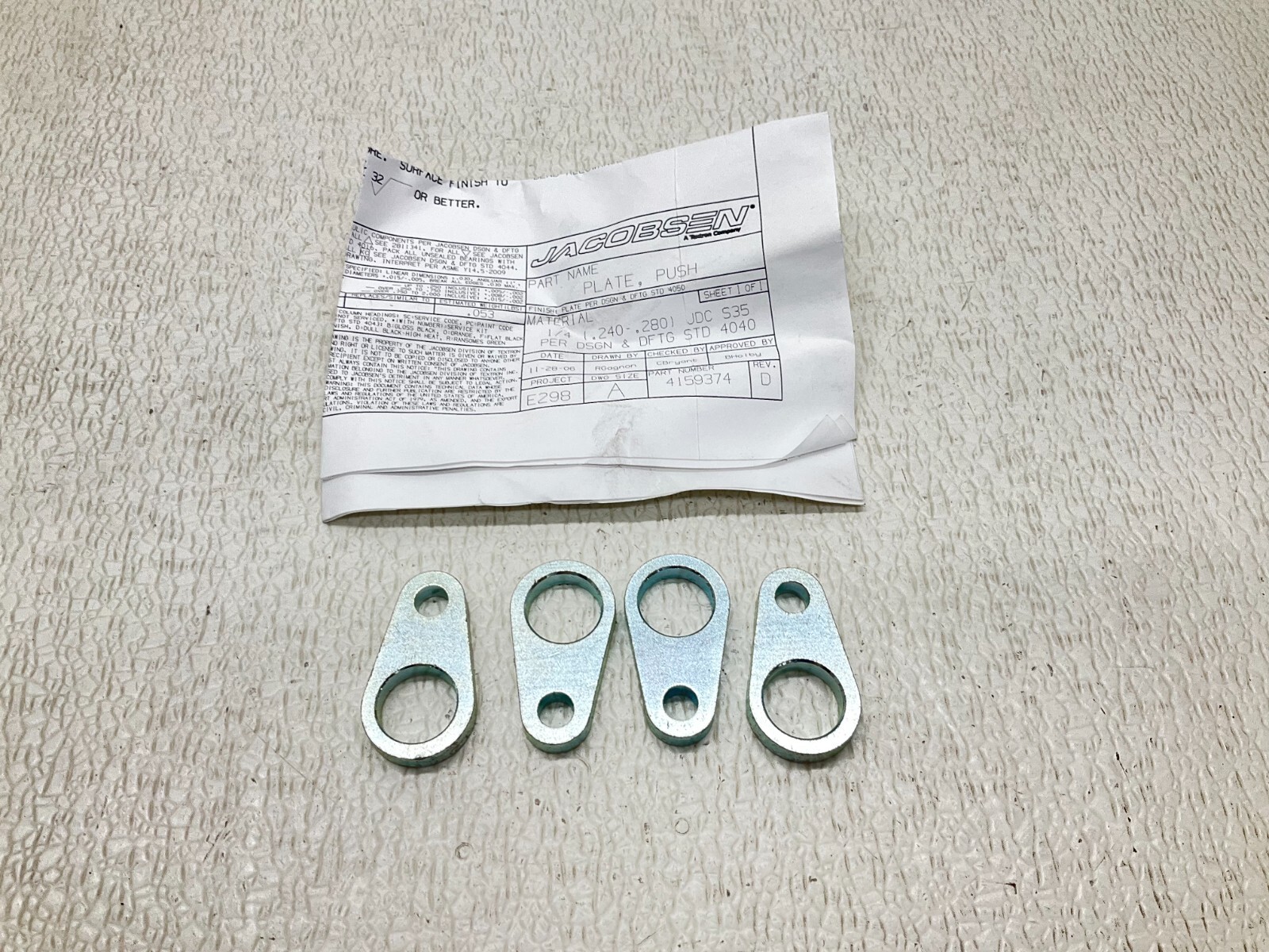 Jacobsen 4159374 Push Plate Lot of 4 New (TSC)