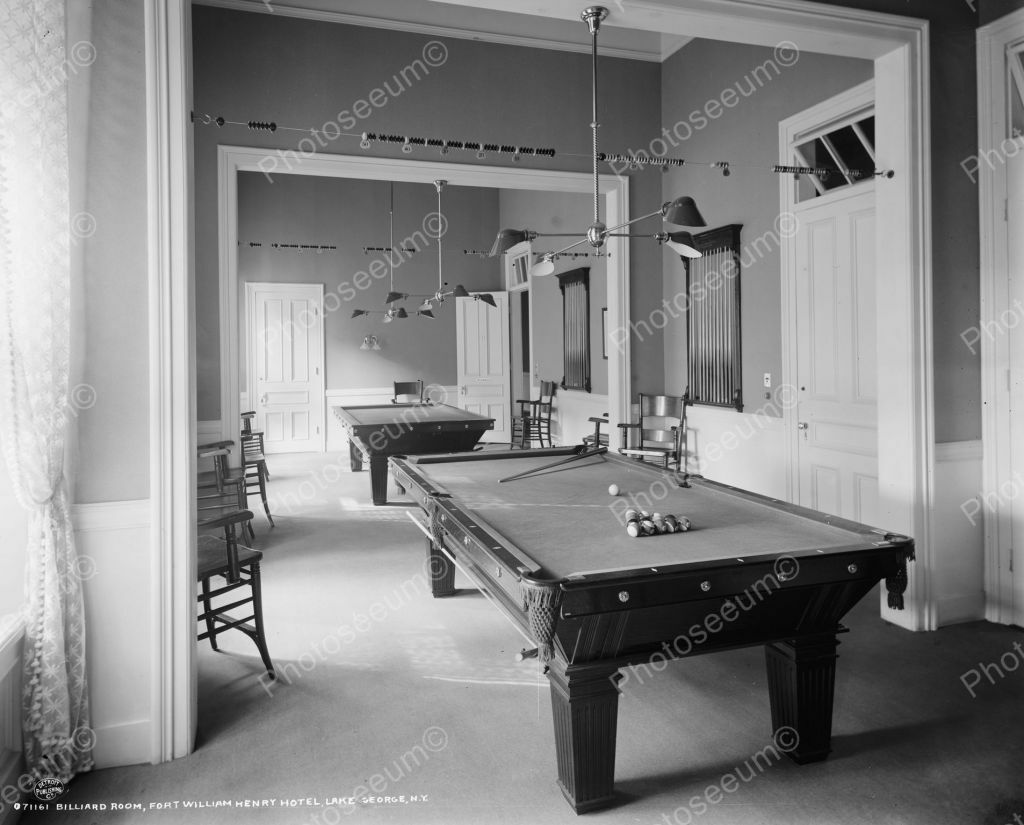 Billard Room Lake George NY 1910   8" - 10" B&W Photo Reprint