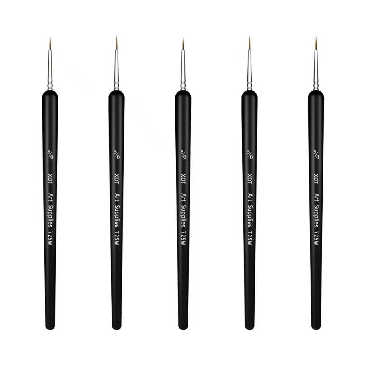 XDT#725 Tiny Detail Artist Paint Brush 5 Piece Set, Fine Pointed Tip Paint Brush