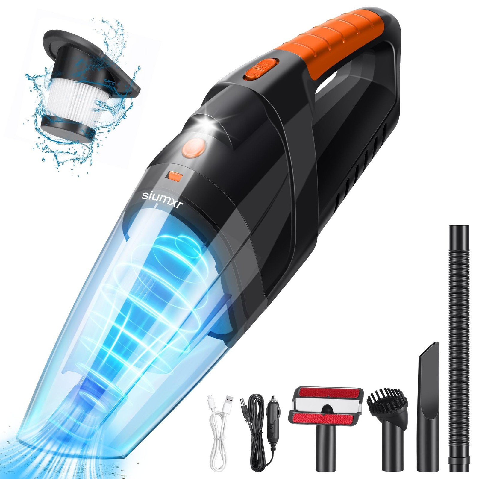 siumxr Handheld Vacuum Cordless,Powerful Suction 30Mins Black-orange (Colour)