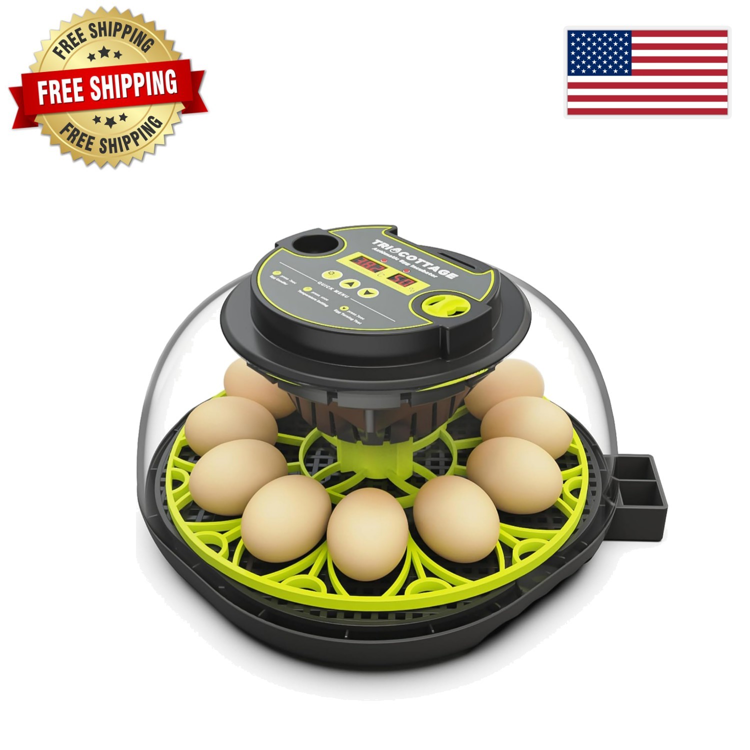 Efficient 12 Egg Incubator with Automatic Turning and Humidity Control Functions