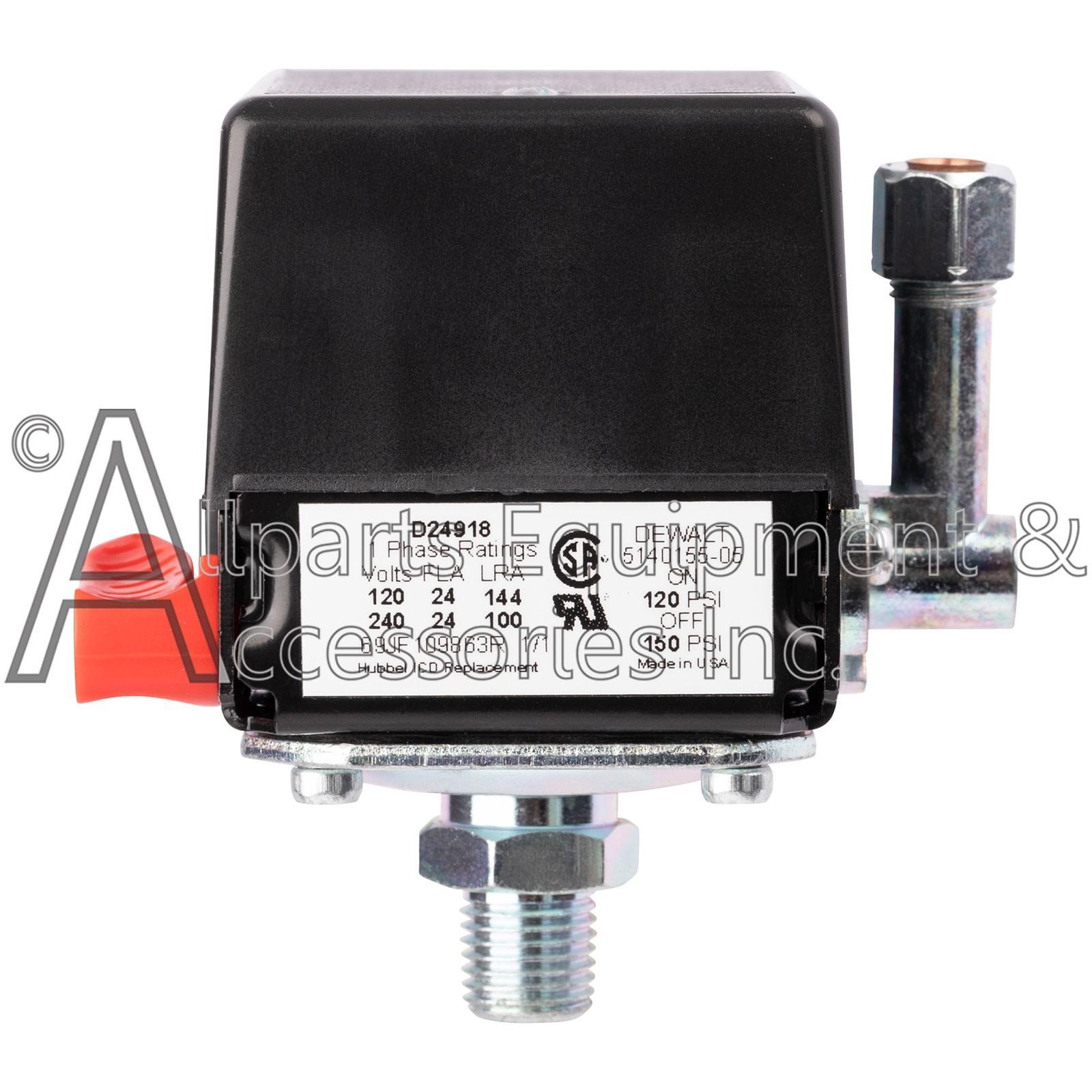 Z-D24918 DeVilbiss/DeWALT/Craftsman 1/4" NPT Port Pressure Switch 120/150 PSI
