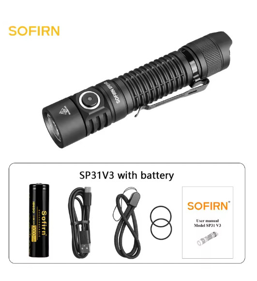 Sofirn SP31 V3.0 Tactica Flashlight with Dual Switch USB C 18650 Rechargeable