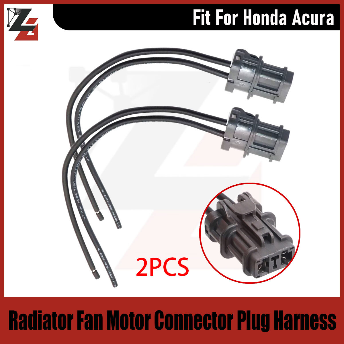 2x Radiator Fan Motor Connector Plug Harness Repair Fit 86-06 Honda Acura WH1095