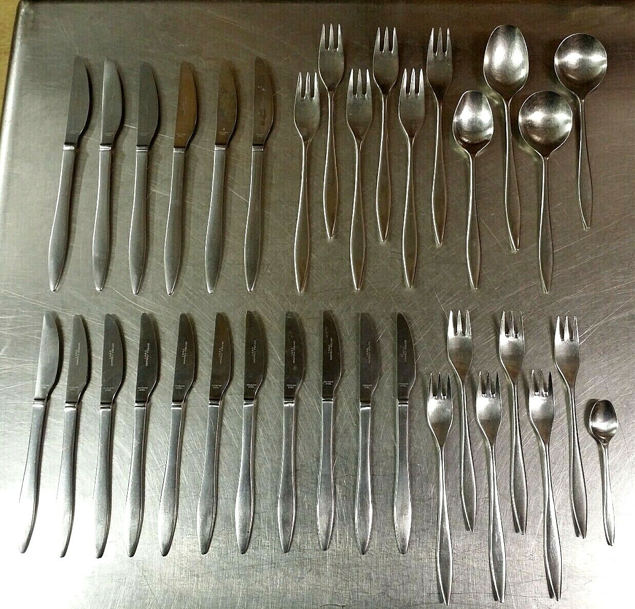 Set of 34 Cooper Bros & Sons Choice Stainless Flatware, CB&S Mid-Century Modern