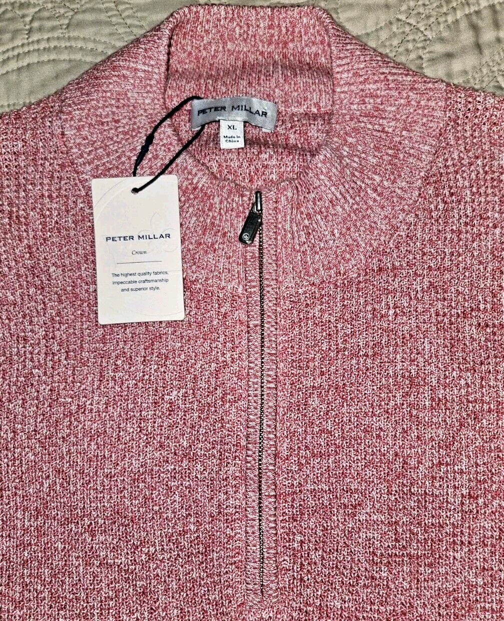 NEW PETER⛳️MILLAR, MENS SIZE XL, KITTS 1/4-ZIP WOOL-BLEND🔴SWEATER, MSRP $250.00