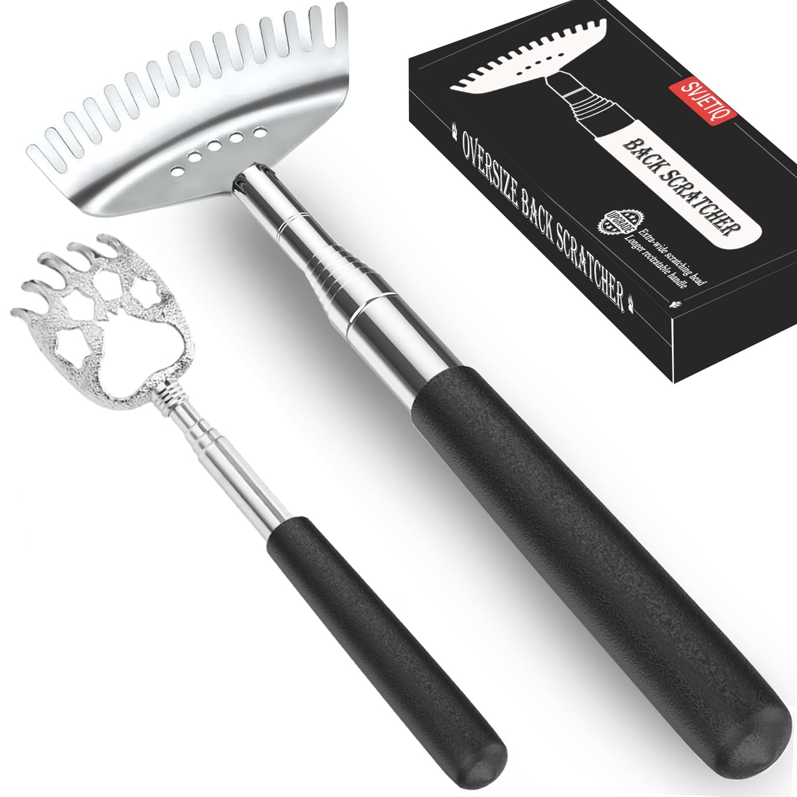 Oversized Back Scratcher with 30" Handle, 2 Pack Different Extendable Back Ma