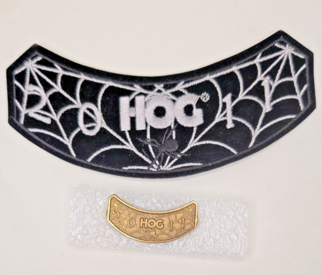 Harley Davidson 2011 HOG Rocker Patch & Pin Owner's Group NEW Spider Web Design