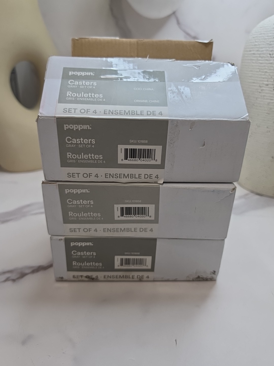 3 Sets of 4 - Poppin Light Gray Cabinet Casters 50mm 2 Inch 101858. Free S&H!