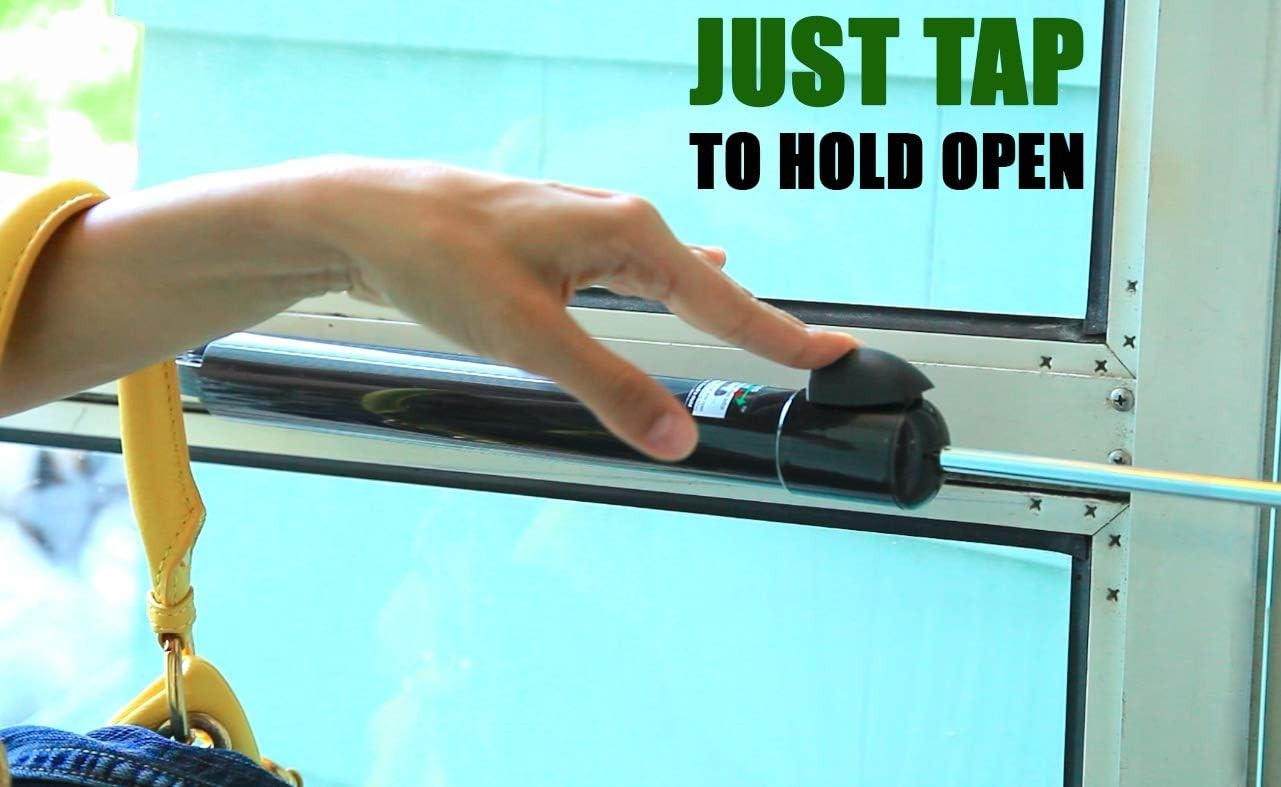 Black Metal Door Closer with Touch Hold Feature - For Storm & Screen Doors
