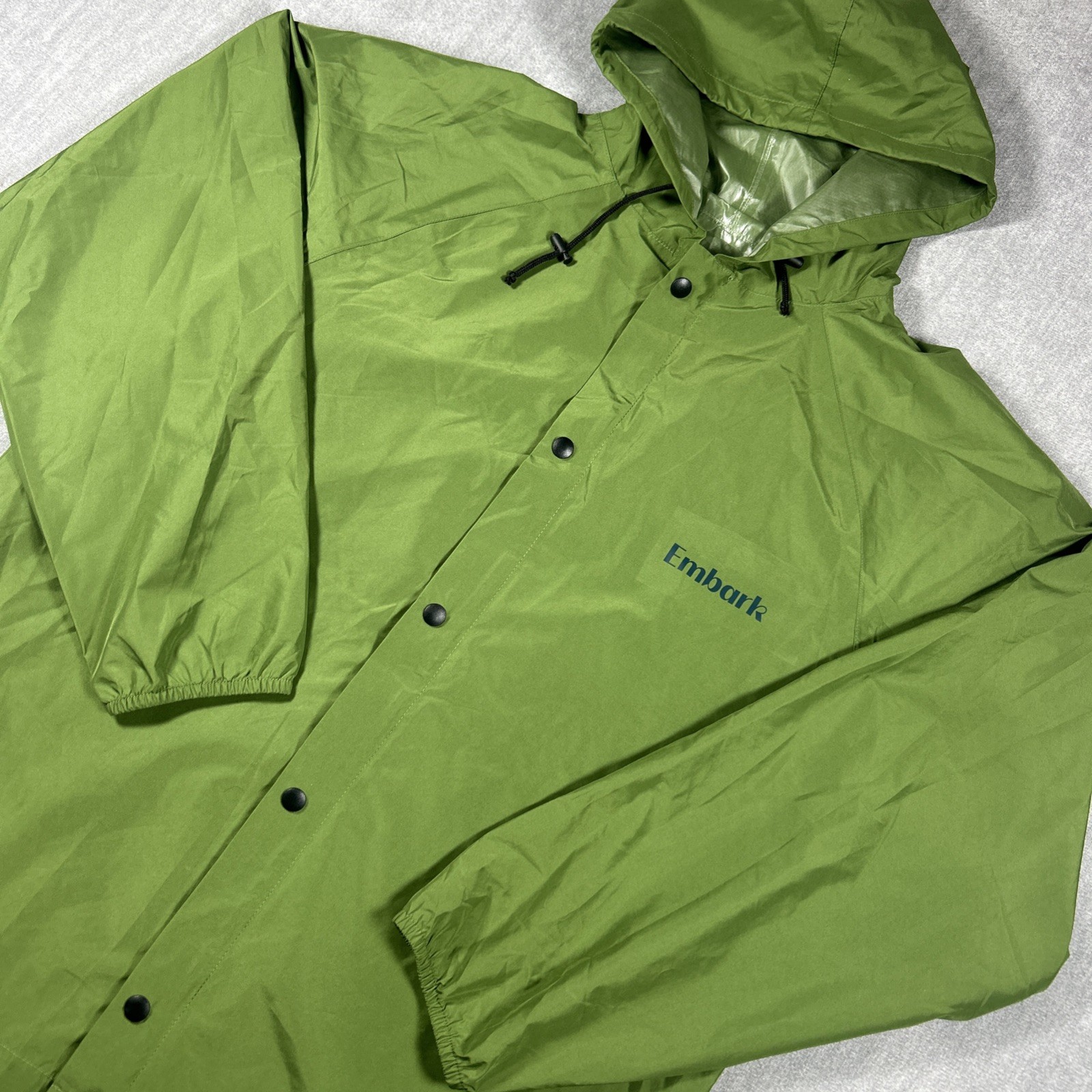 Embark Reusable Rain Jacket Adult Green Rainsuit For Men & Women size Small Zip