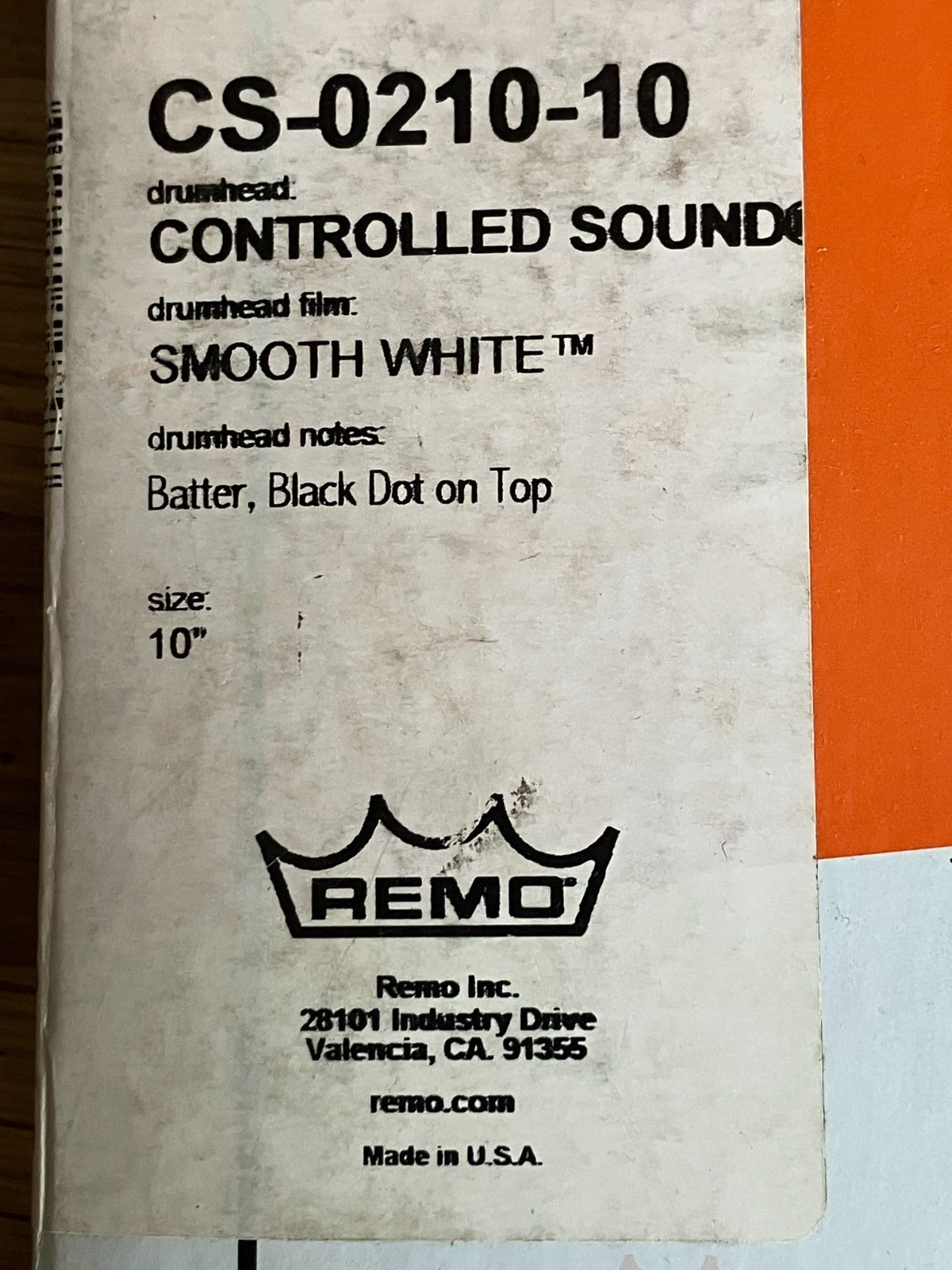 New 10" Remo Controlled Sound Smooth White Drum Head