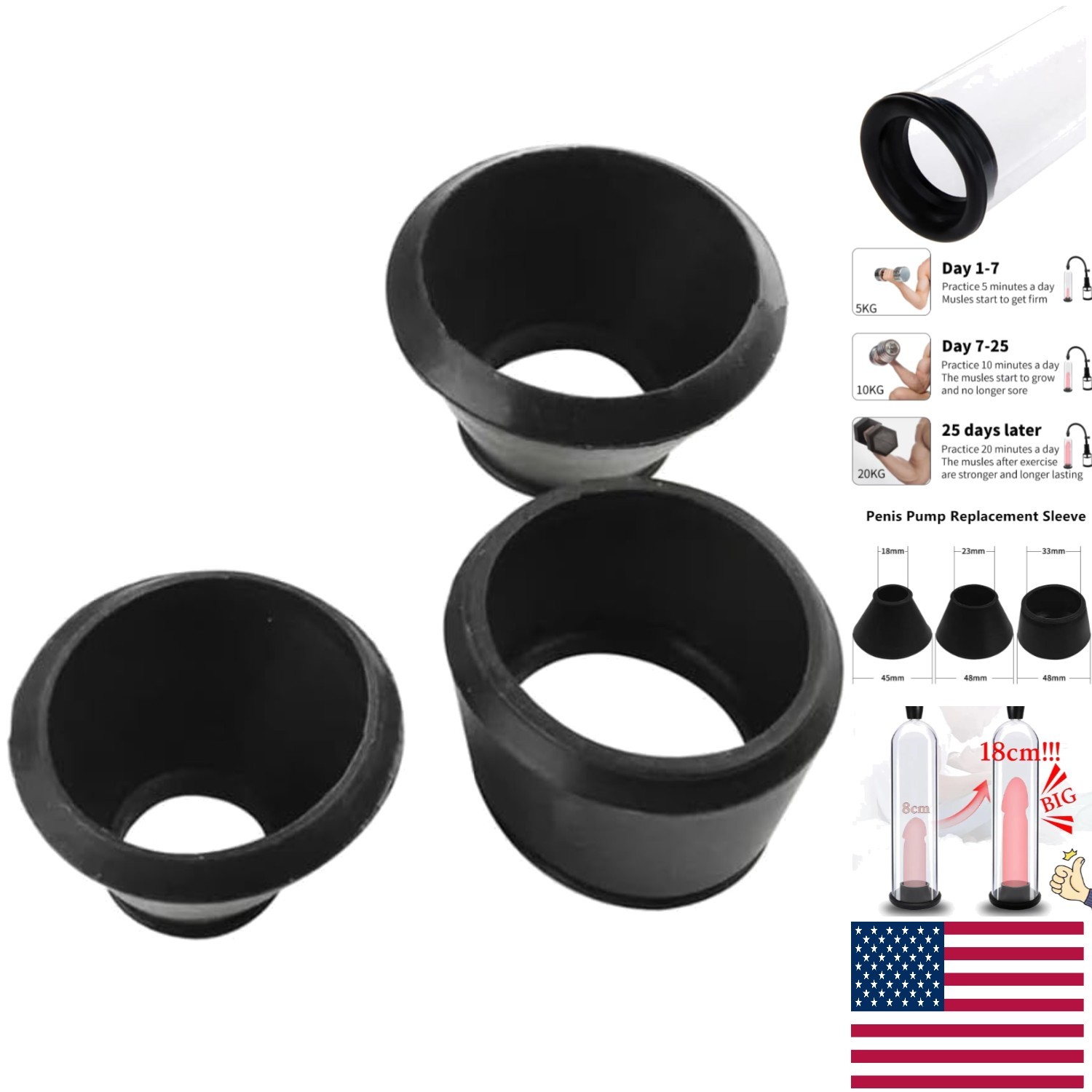 Universal Penis Pump Sleeves - Durable Silicone for Bigger, Stronger Erections