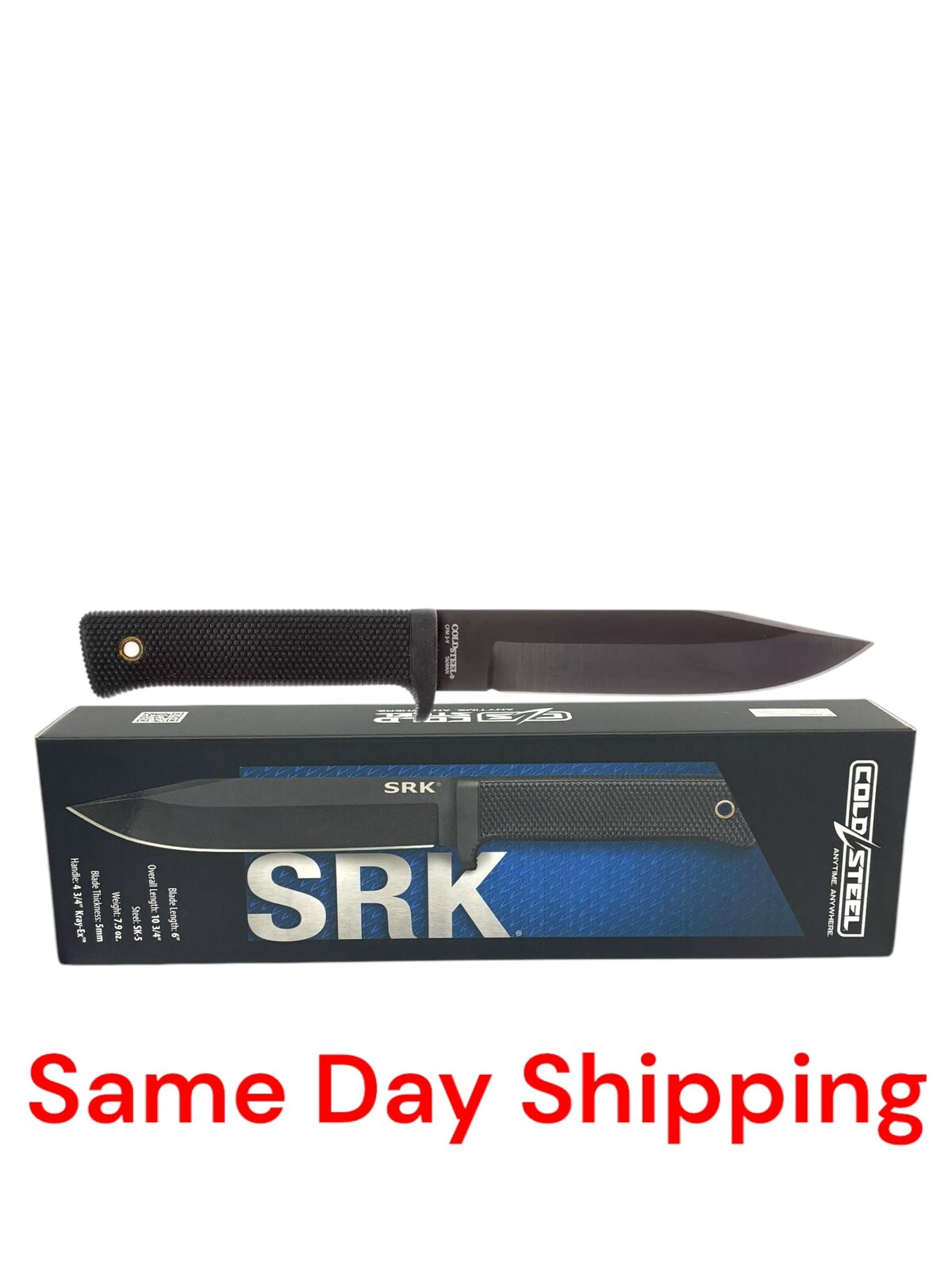 Cold Steel 49LCK SRK Fixed Blade Tactical Knife 6" Black SK-5 w/ Sheath 49LCK