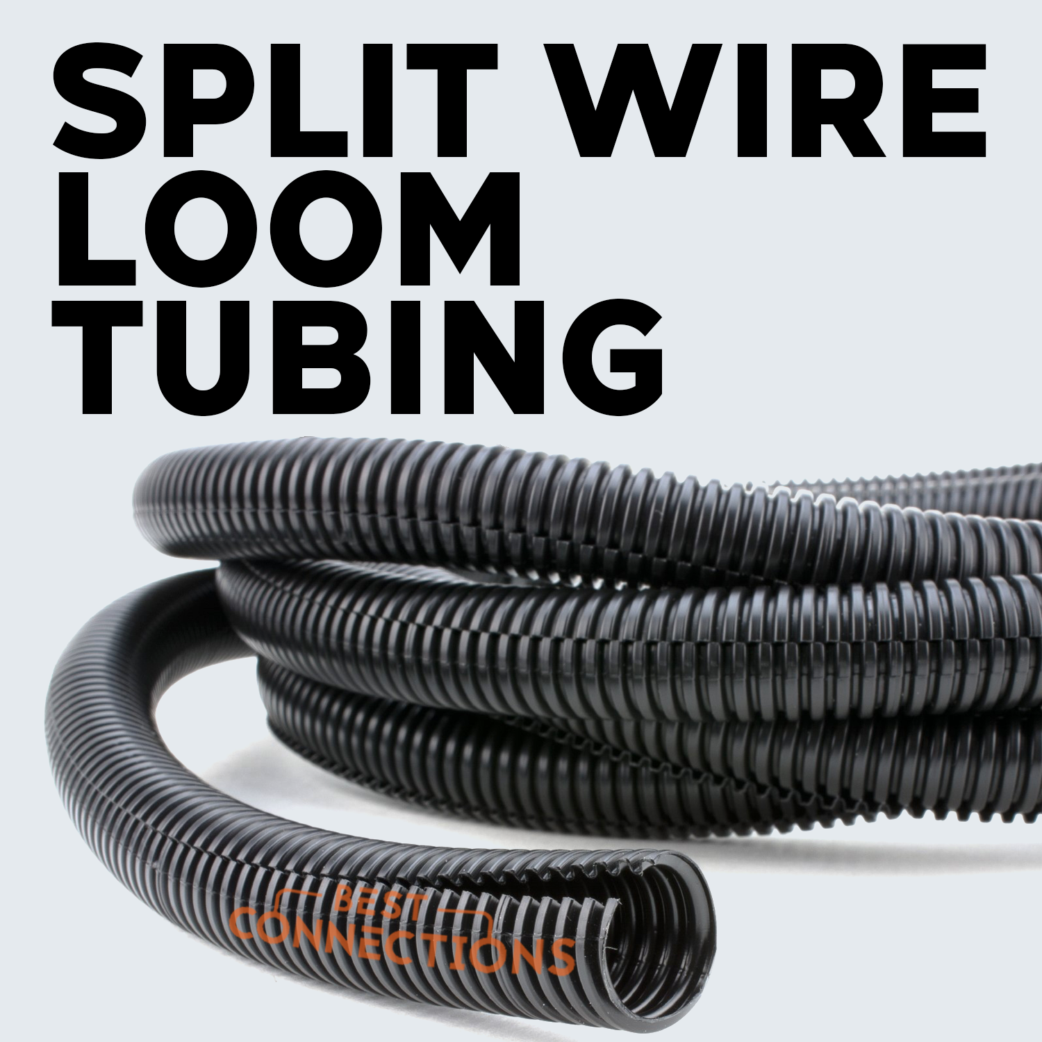 1.5" x 10' Black Split Loom Tubing Wire & Hose Cover Polyethylene Audio Video