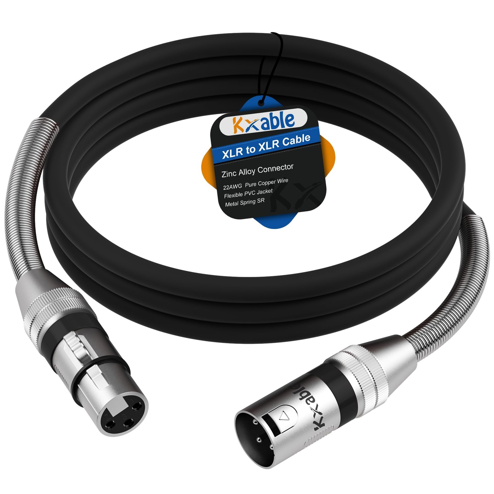 XLR Cable 8 Feet, Premium Microphone Cable, Heavy Duty 22AWG OFC Male to Fema...