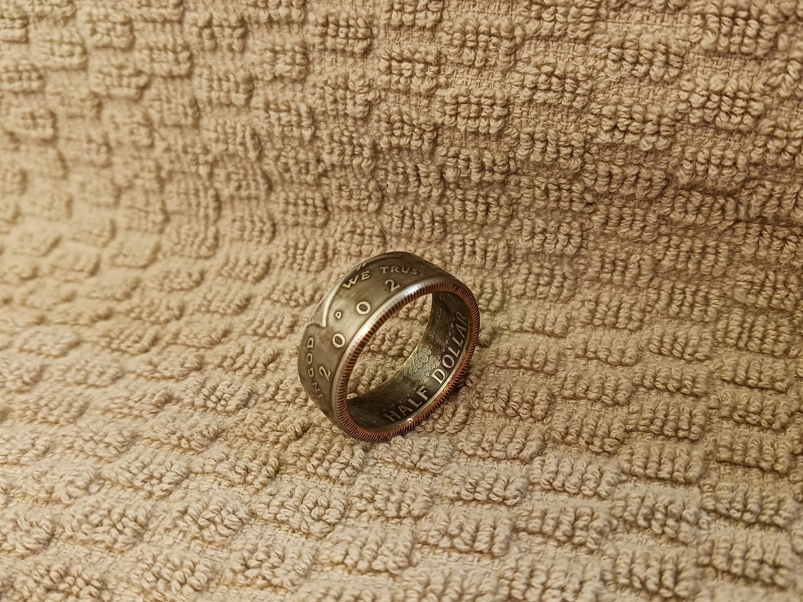 2002 Kennedy Half Dollars  size 11-1/2   coin ring  handmade mixed metals