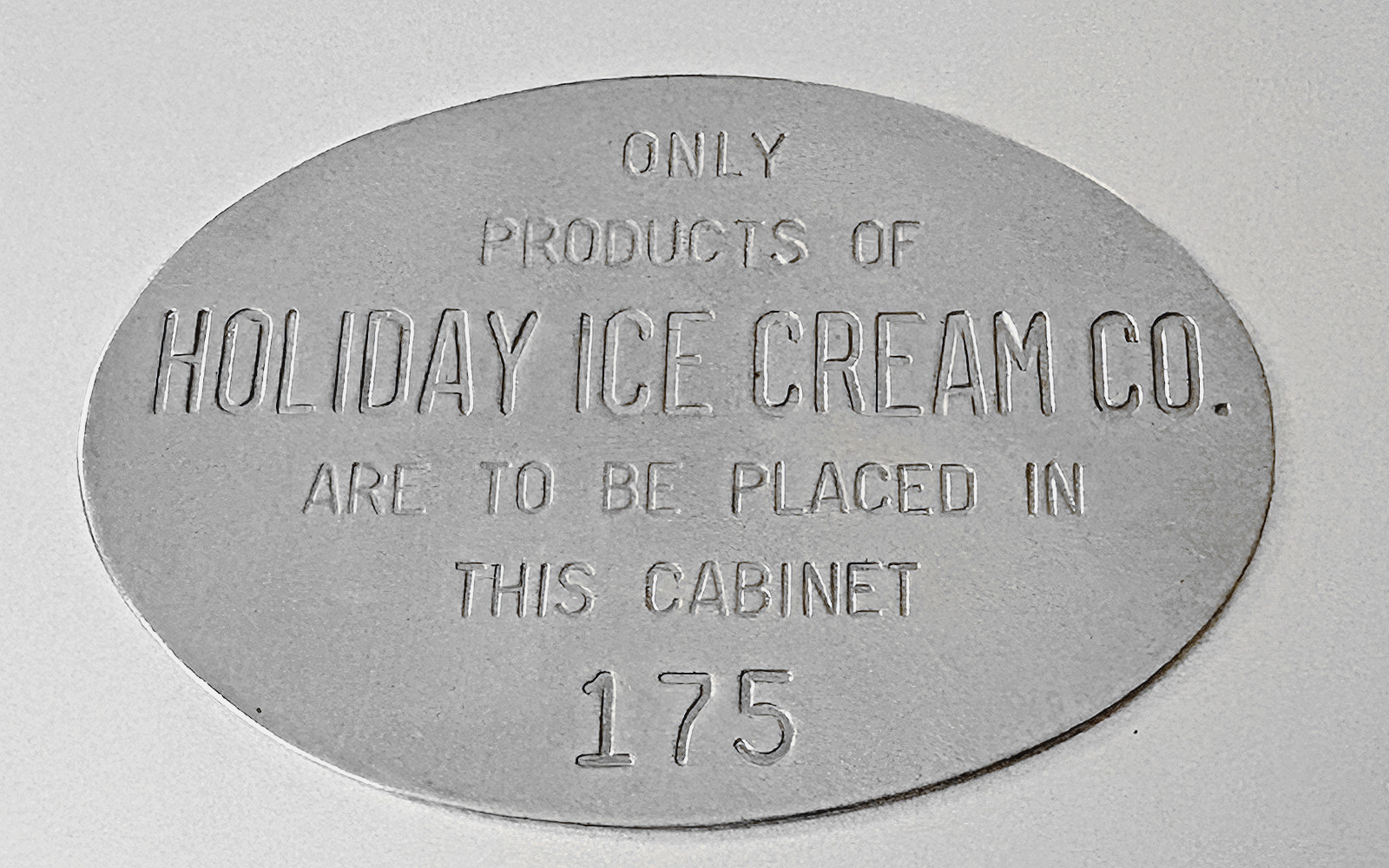 Vtg HOLIDAY ICE CREAM CO Freezer or Property Tag; Cincinnati OH; Became Schwan's