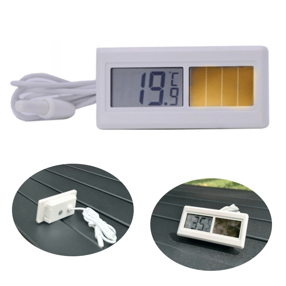 Portable Solar LCD Thermometer Sensor with Waterproof Design and Long Cable