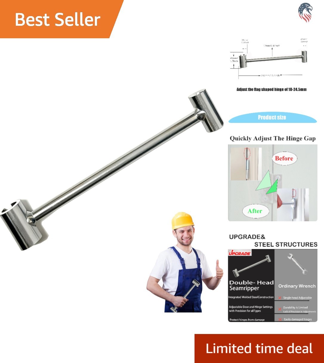 Compatible with Fire Doors Hinge Adjustment Wrench Steel 23-25mm Gap Tool