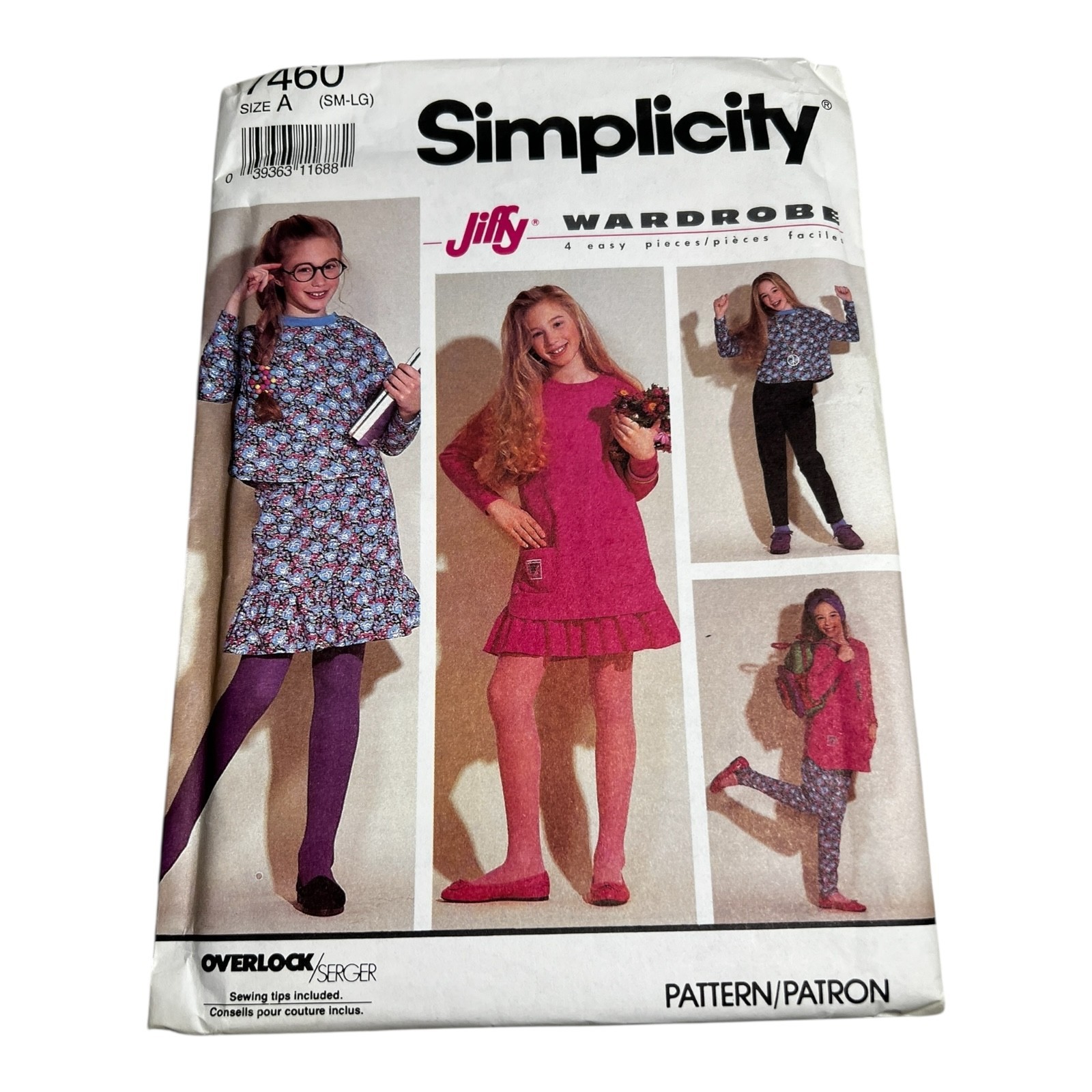 Simplicity 7460 Jiffy Wardrobe Sewing Pattern Girls Knit Top Skirt Pants UNCUT