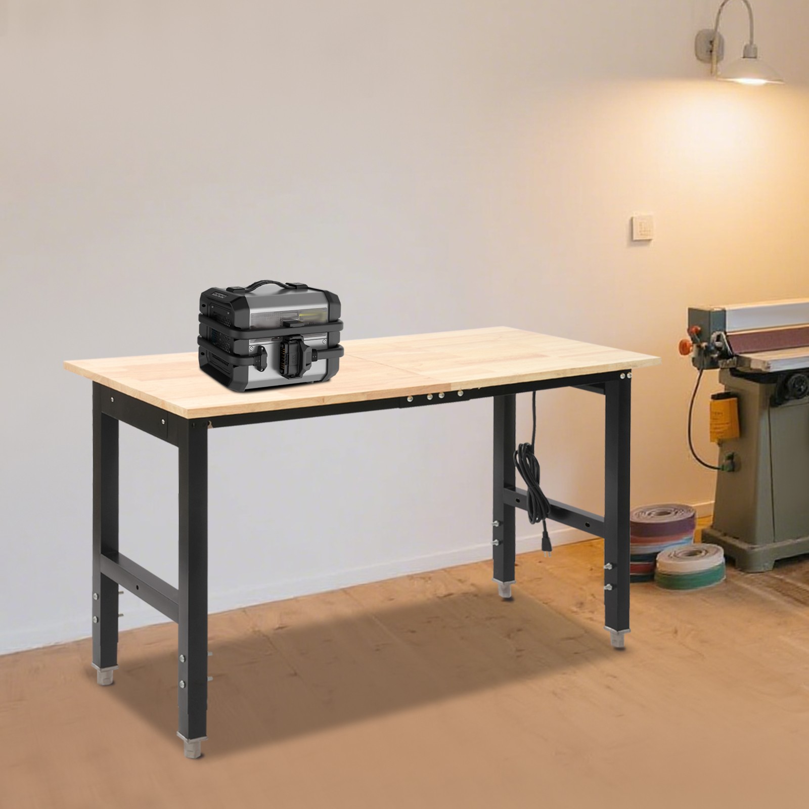 48x20in Heavy-Duty Work Table Adjustable Workbench with Power Outlets 2000lbs