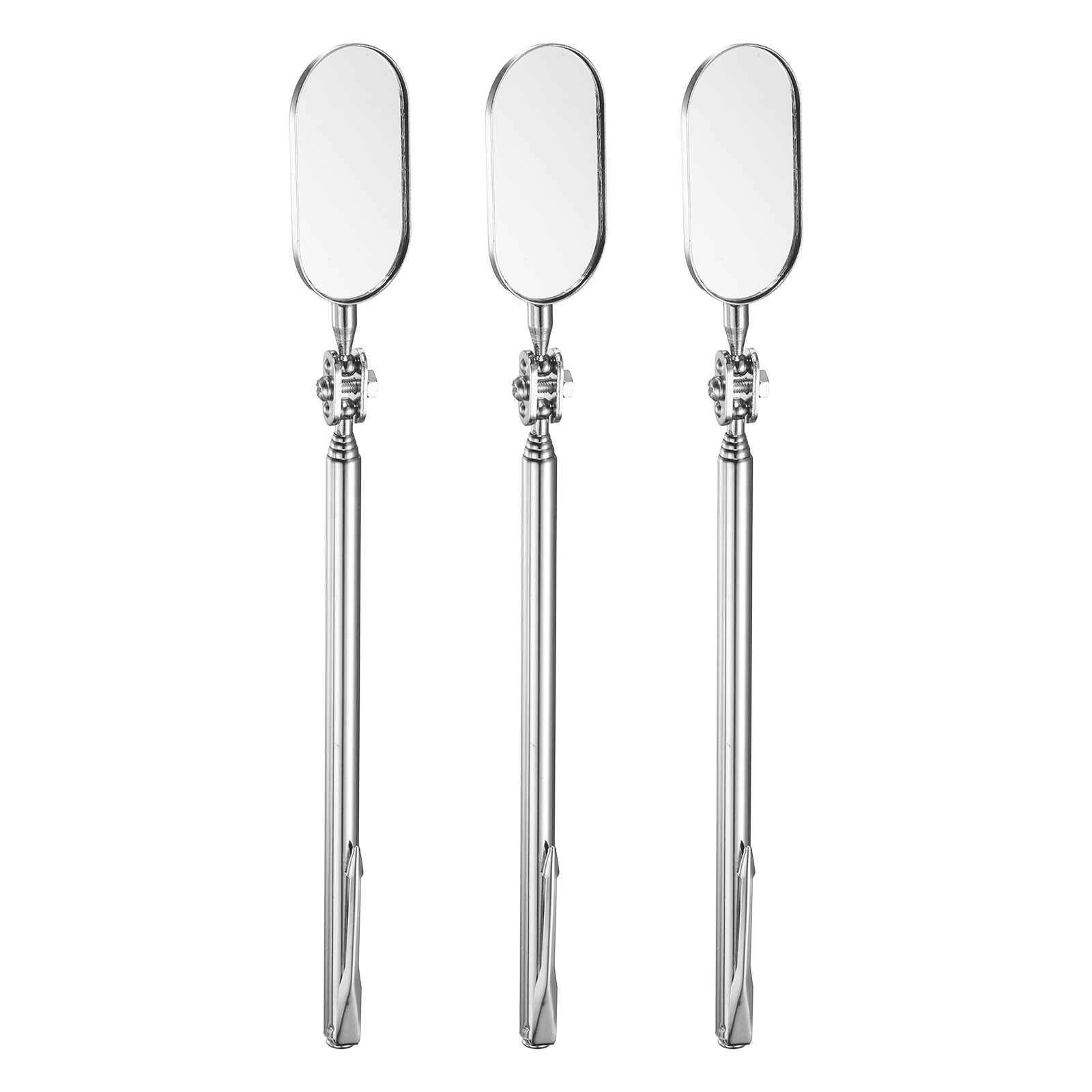 3pcs Telescoping Inspection Mirror 1 x 2" Oval Extendable Mirrors, Silver