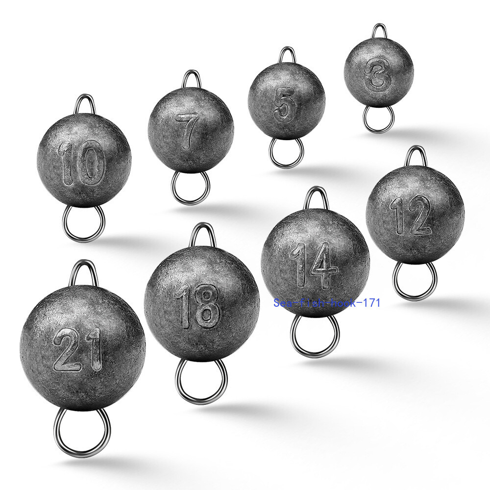20PCS Cannonball Round Fishing Lead Weights Sinker Weight Sinkers Tackle 3g-21g