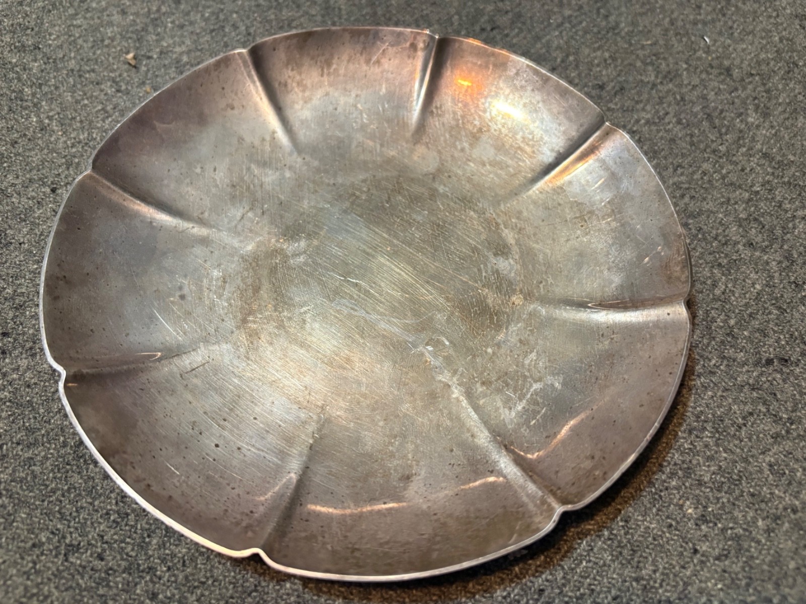 Vtg Fisher K169 MCM Silver-Plated Small round Dish Bowl Scalloped Rim 6 1/2"