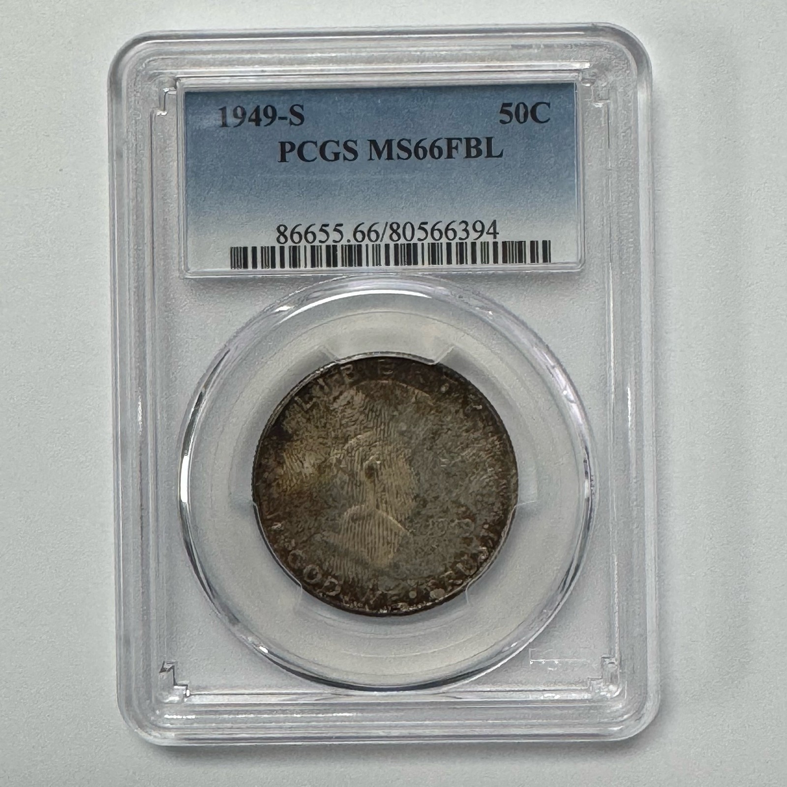 1949-S Franklin Half Dollar 50c PCGS MS66FBL Full Bell Lines Toned