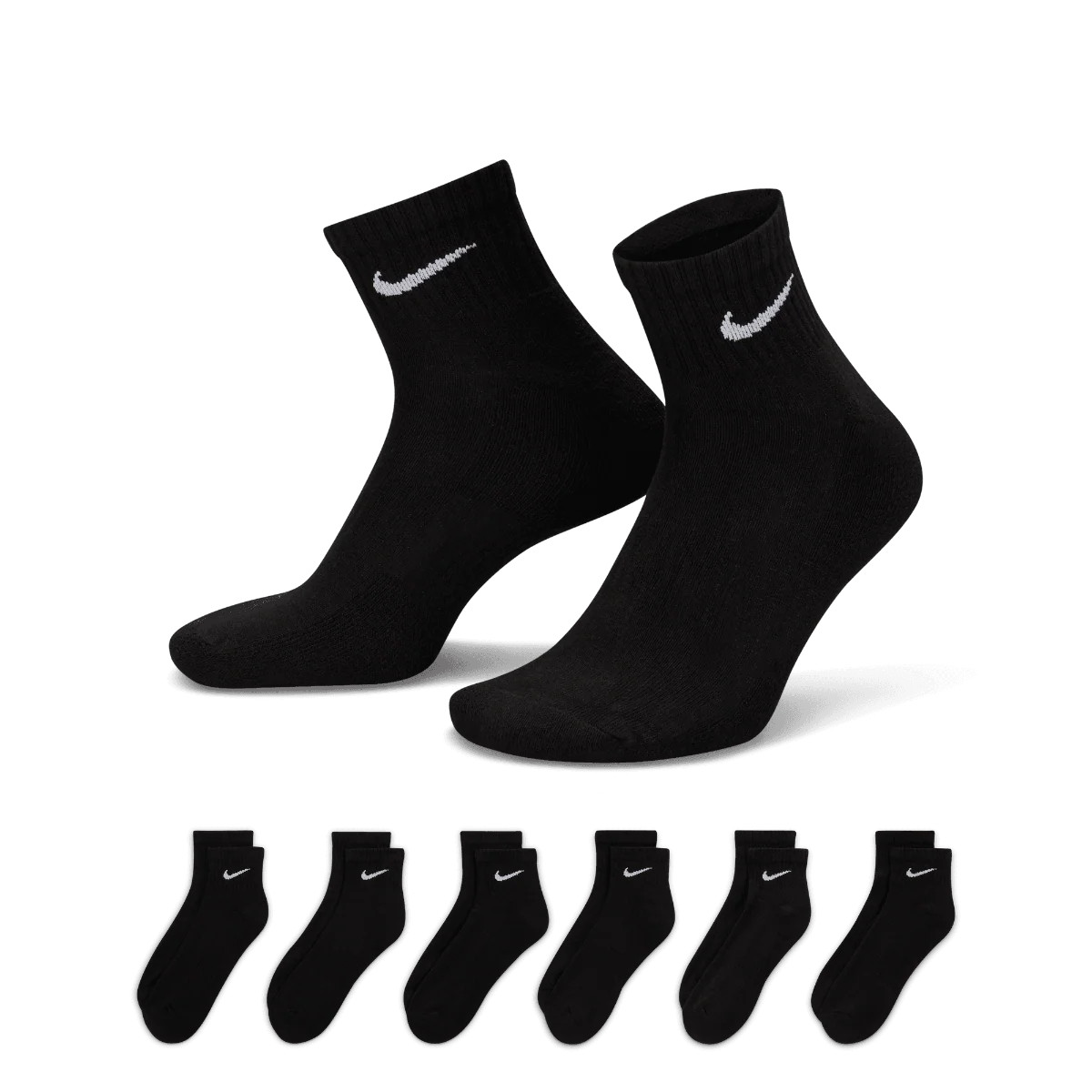 Nike Everyday Cushioned Training Ankle Socks (6 Pairs) BLACK MD