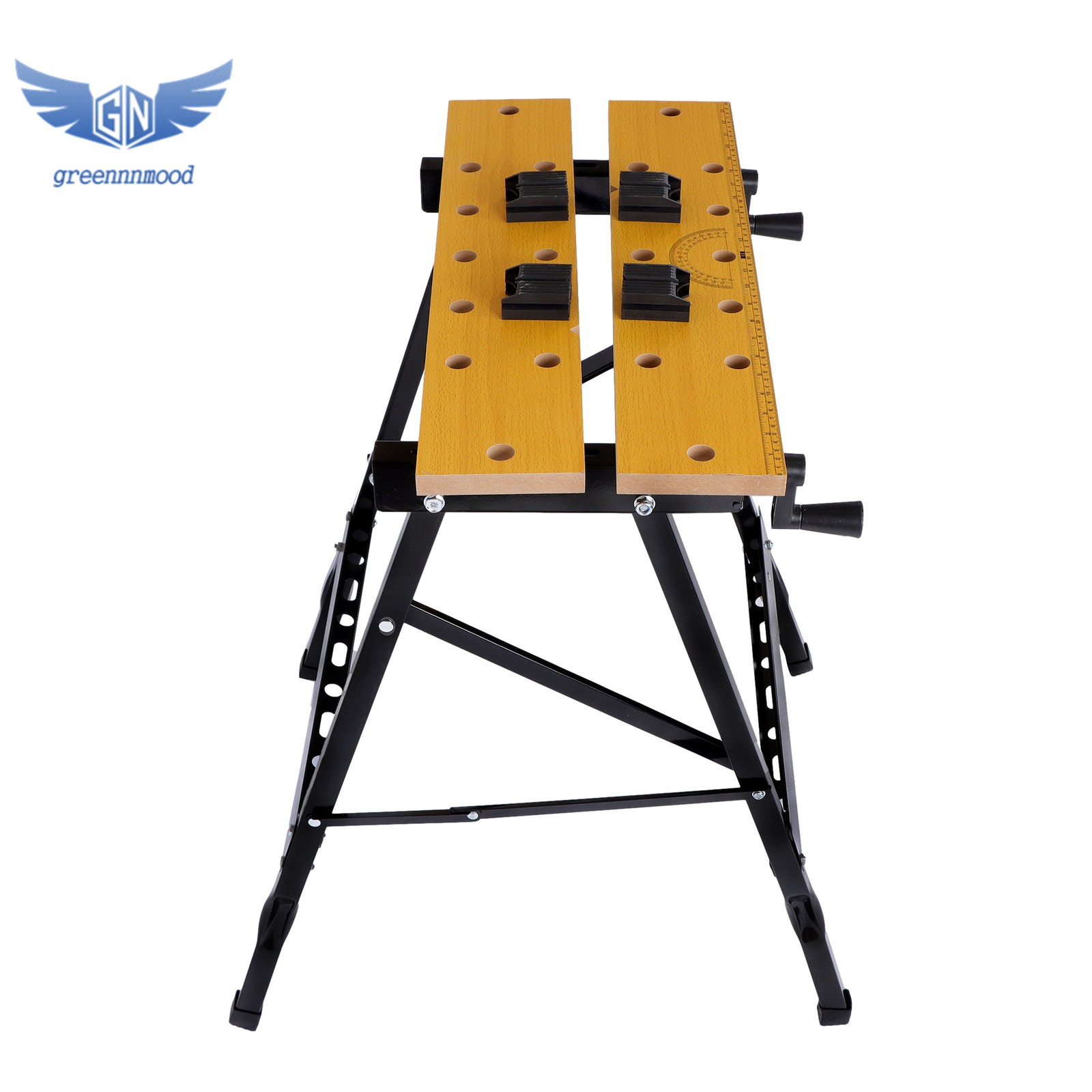 220lbs Capacity Adjustable Folding Workbench with Built-in Ruler & Protractor