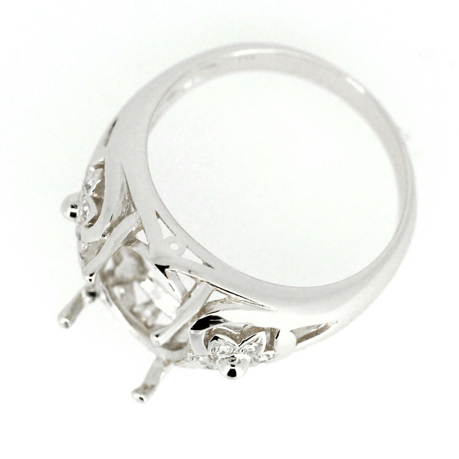 Sterling Silver Semi Mount Ring Setting Oval OV 12x10mm Cabochon