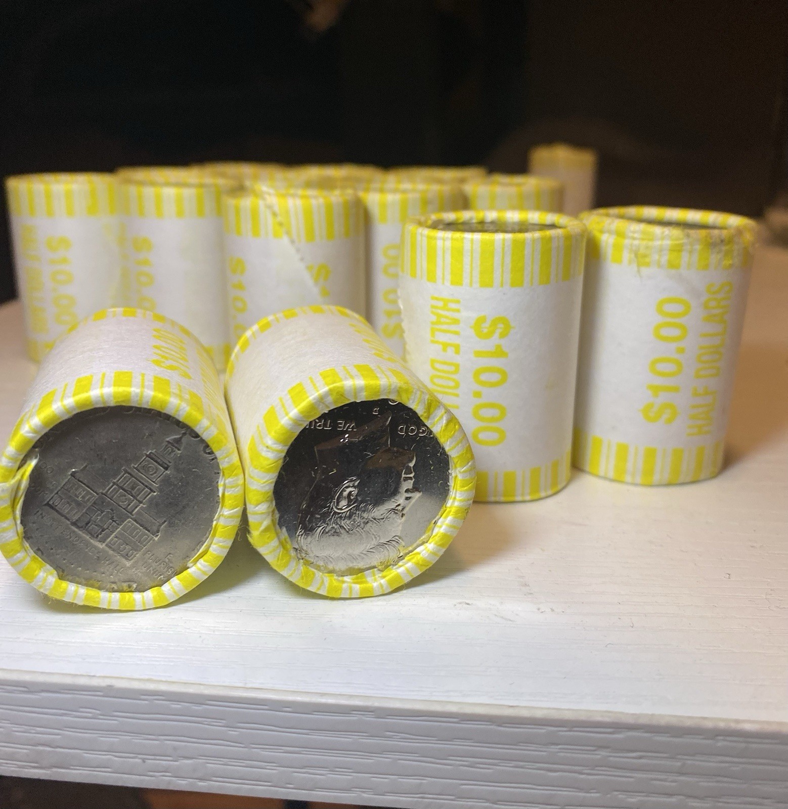 Lot of 5 Rolls Kennedy Half Dollar Coins $50FV OBW- Bank 100 coins UNSEARCHED