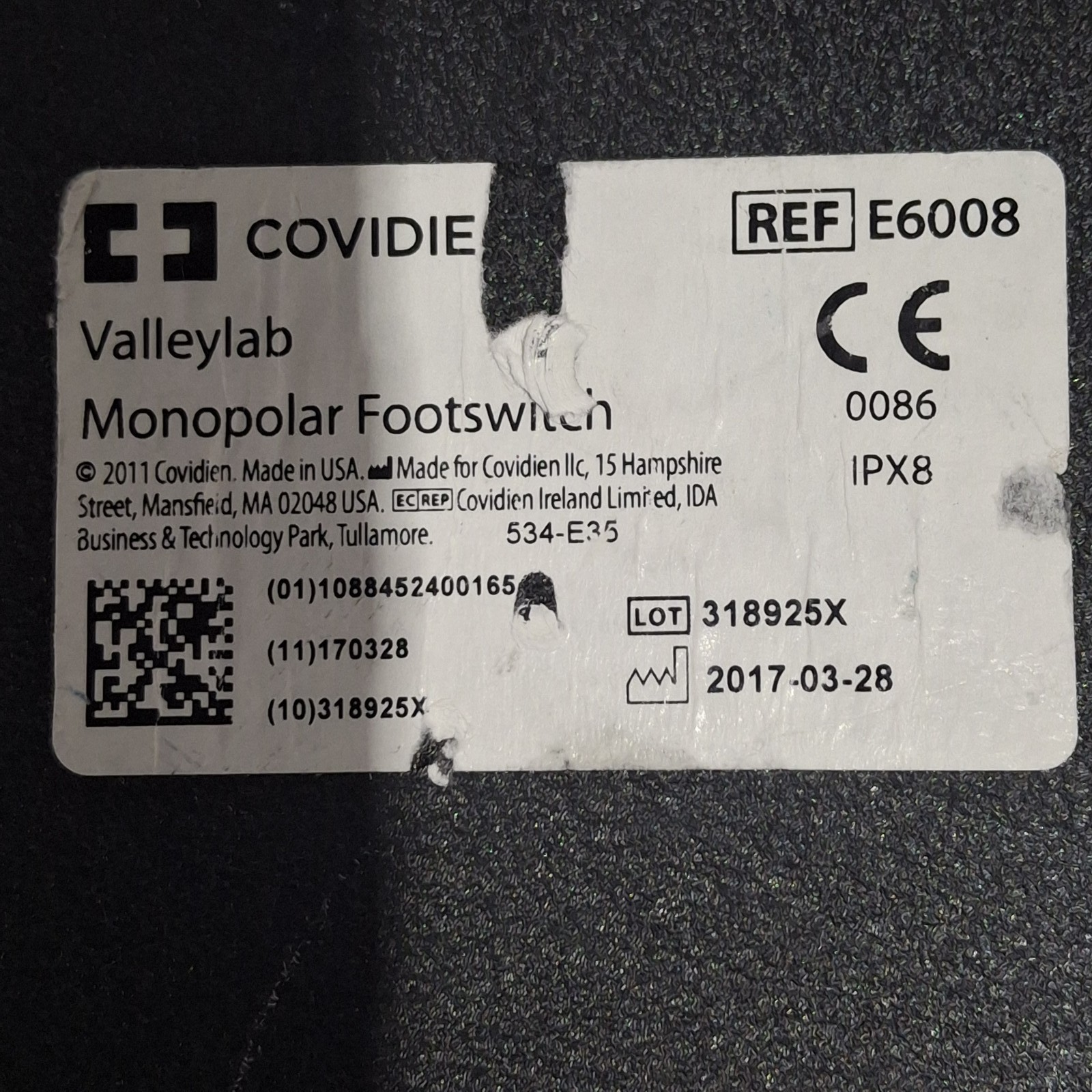 Valleylab E6008 Monopolar Electrosurgical Footswitch