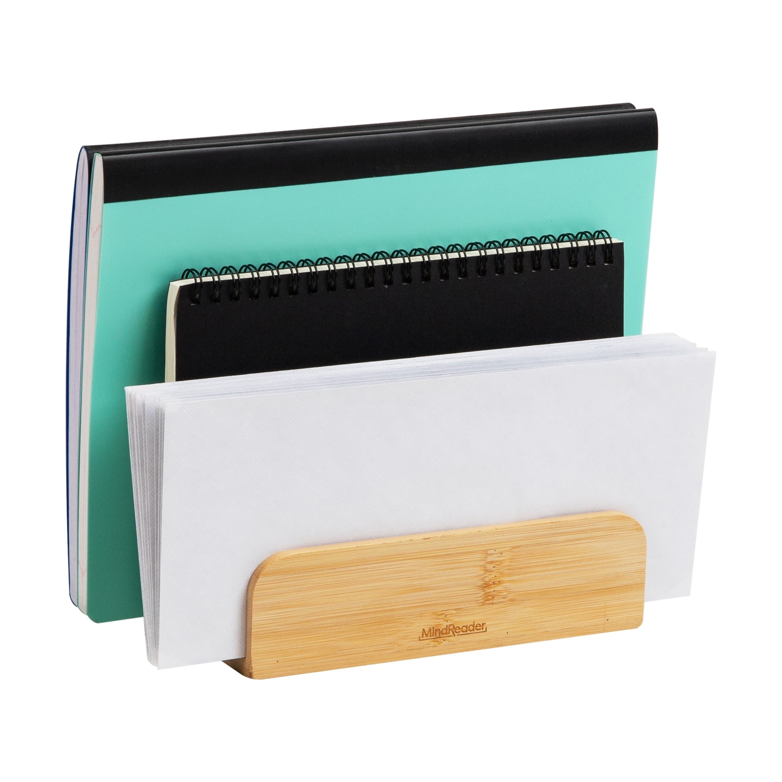 Vertical File Storage Desktop Organizer Magazine Holder Office Bamboo Brown