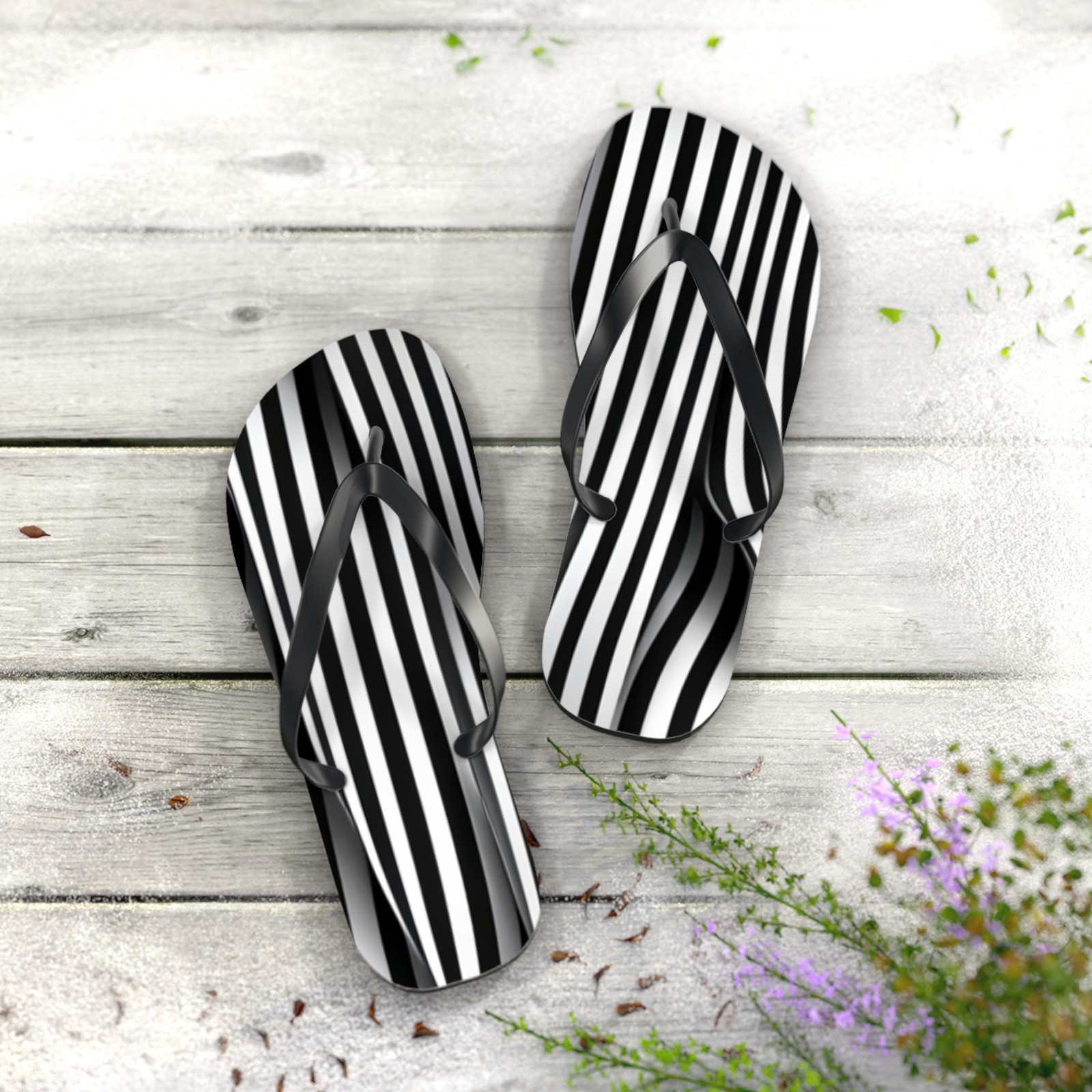 Zebra Stripe Flip Flops Mens Womens Soft Cushioned Summer Sandals