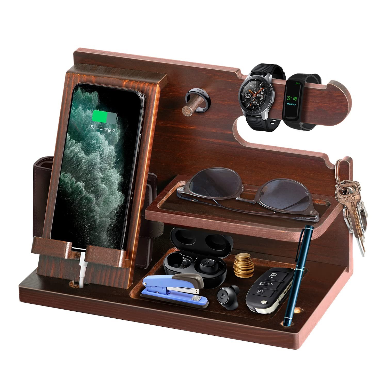 Gifts for Men Wood Phone Docking Station for Mens Gifts for Christmas Husband...