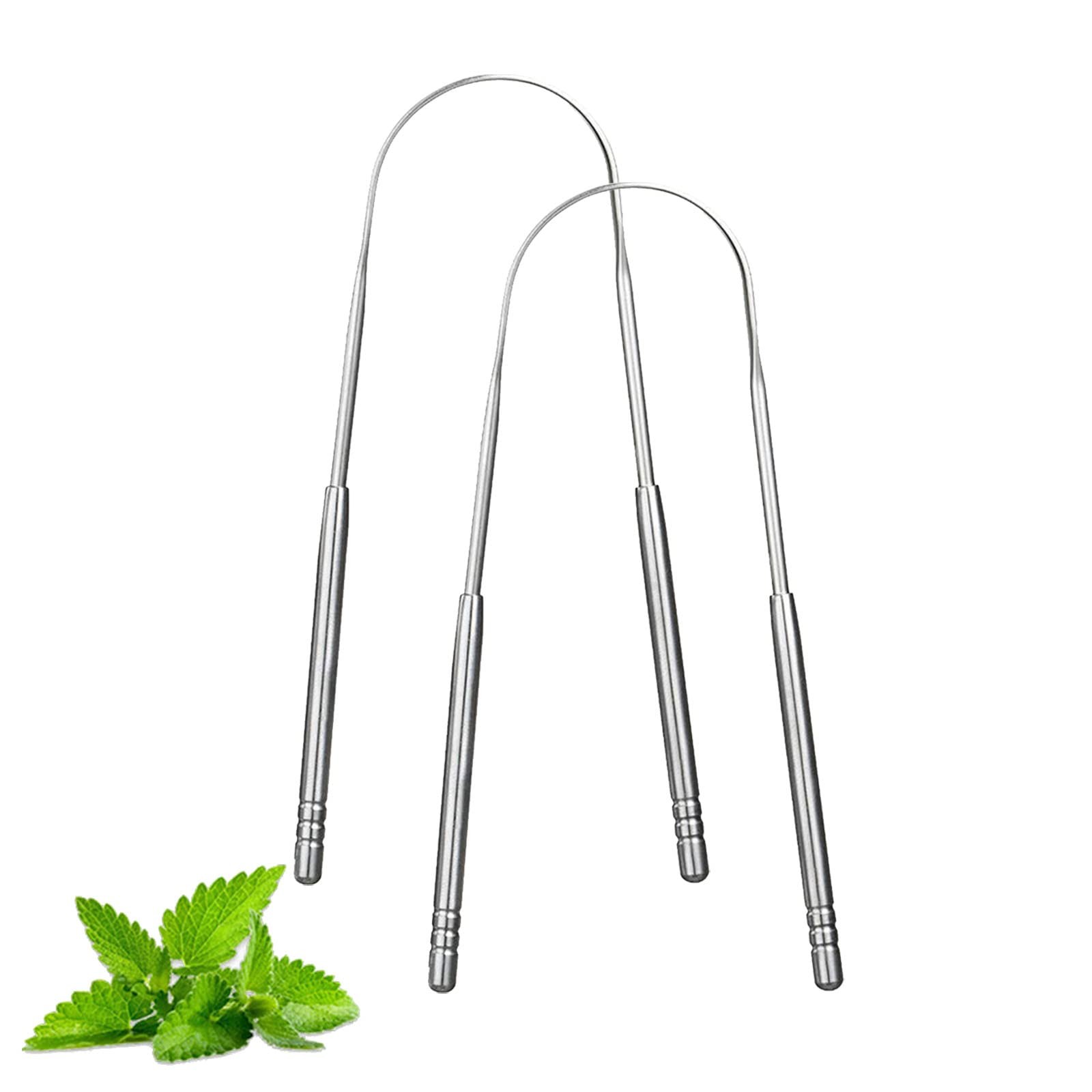2 Pack Tongue Scraper,Stainless Steel 2 Silver U-shaped