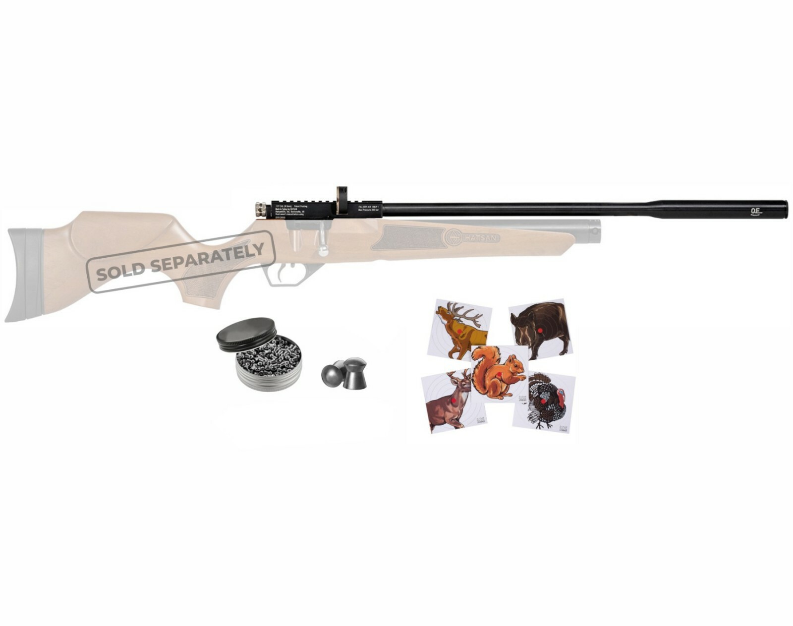 Hatsan Hydra QE Barrel Module .25 Cal for Air Rifle w/ Targets & Pellets Bundle