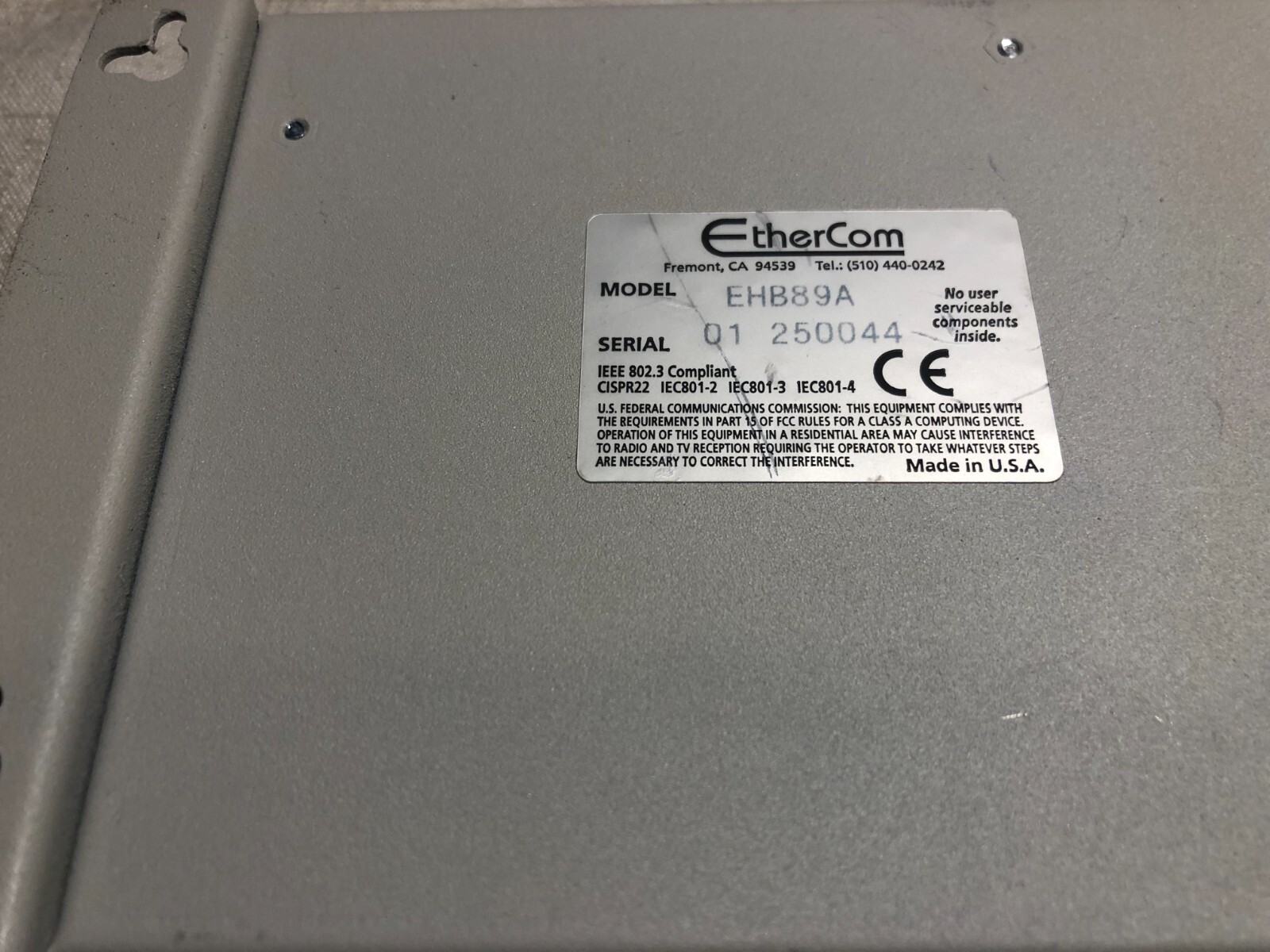 VINTAGE EtherCom 9 port Ethernet 10baseT Hub EHB89A With Power Adapter Tested