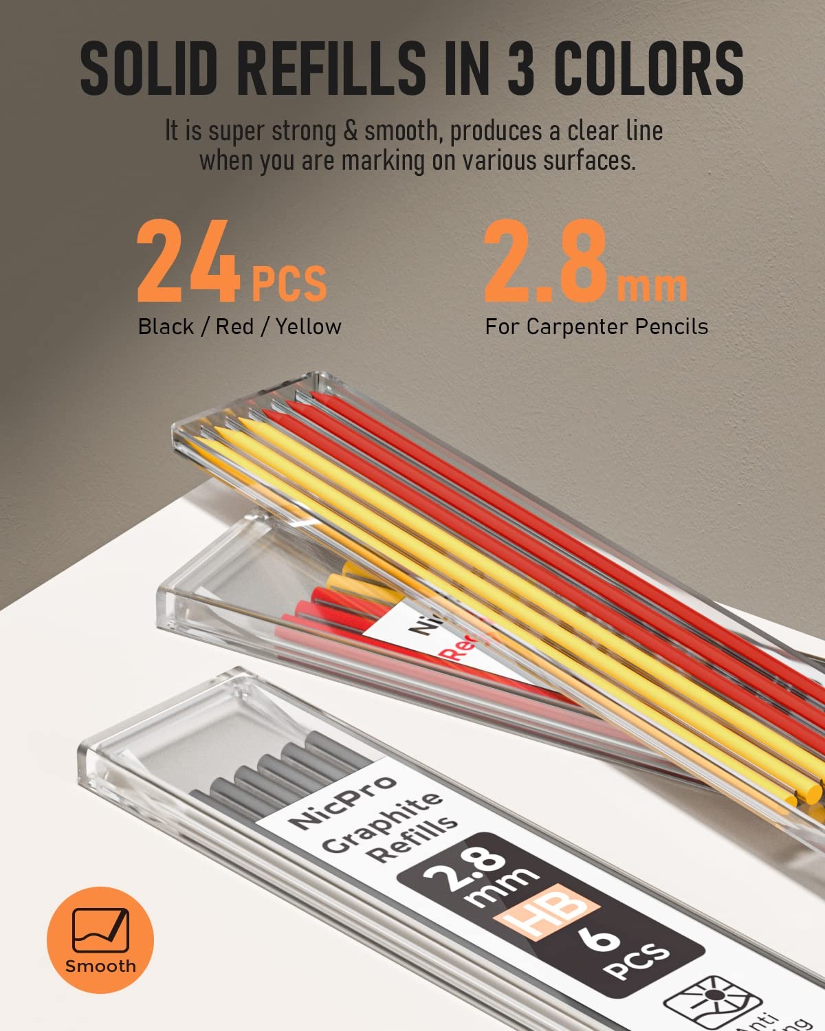 Nicpro MG396 Carpenter Pencil Set with Sharpener 26 Refill